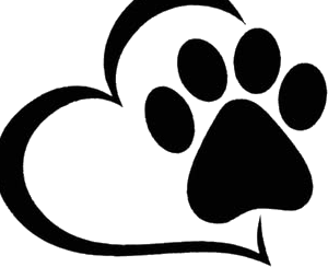 Logo PSYdomowy KOTelik, łapa w kształcie serca